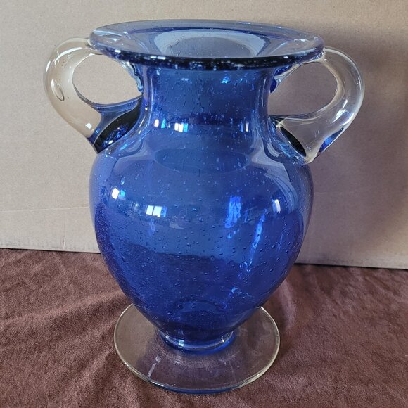 Vintage Hand Blown Cobalt Blue Glass Vase - Picture 3 of 6